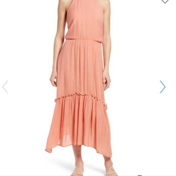 All In Favor Peach Pink‎ Midi Dress - Picture 2 of 11